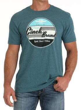 NEW CINCH men's brand logo graphic tee in blue